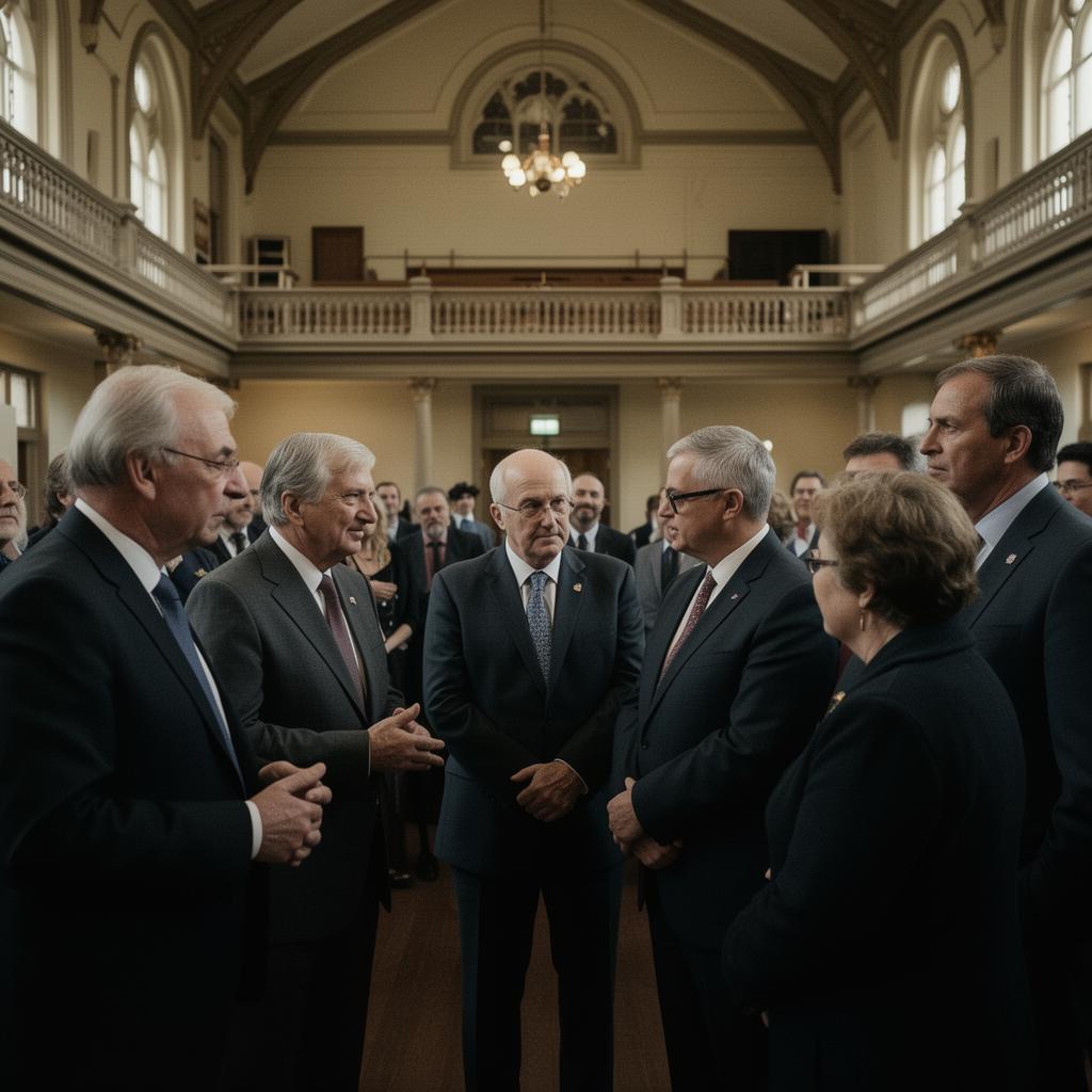 Community members in conversation in a circle